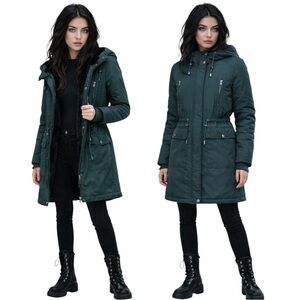 Y2K YAS Green Anorak Utility Hooded Jacket Fall /Early Spring Essential -10